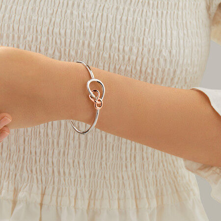 Knots Bangle in Sterling Silver & 10kt Rose Gold Knots Bangle in Sterling Silver & 10kt Rose Gold