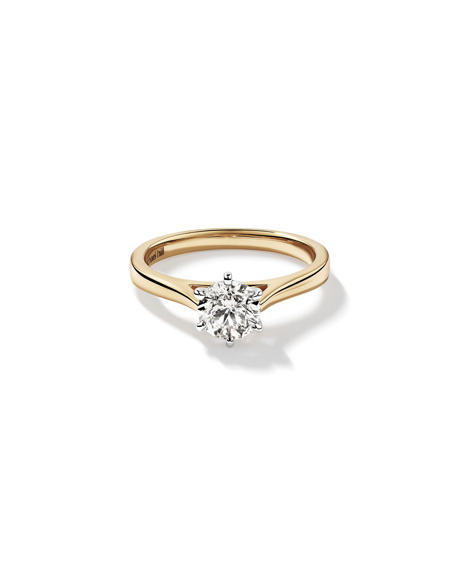 Solitaire Engagement Ring with 1 Carat Diamond in 14ct Yellow & White Gold