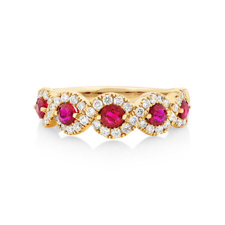 Ring with Ruby & 0.46 Carat TW of Diamonds In 14kt Yellow Gold Ring with Ruby & 0.46 Carat TW of Diamonds In 14kt Yellow Gold