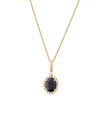 Oval Halo Pendant with Sapphire & 0.19 Carat TW of Diamonds in 14kt Yellow Gold Oval Halo Pendant with Sapphire & 0.19 Carat TW of Diamonds in 14kt Yellow Gold