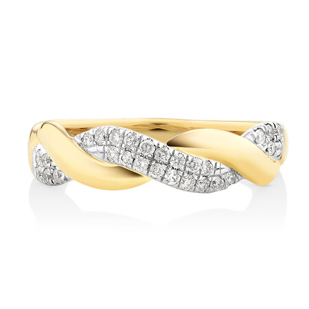 Twist Ring with 1/5 Carat TW of Diamonds in 10ct Yellow Gold Twist Ring with 1/5 Carat TW of Diamonds in 10ct Yellow Gold