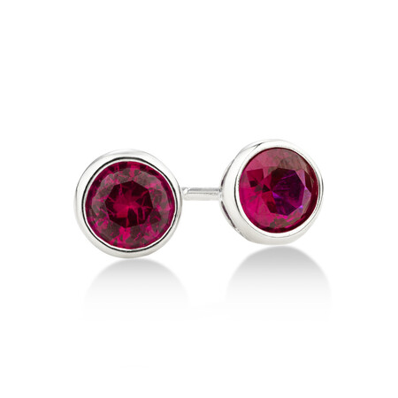 Stud Earrings with Ruby Cubic Zirconia in Sterling Silver Stud Earrings with Ruby Cubic Zirconia in Sterling Silver