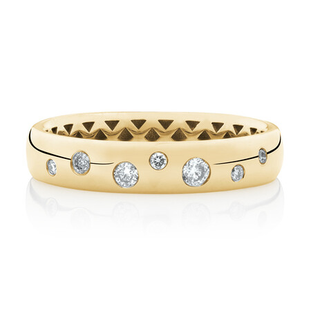 Hammer Set Ring with Diamonds in 10ct Yellow Gold Hammer Set Ring with Diamonds in 10ct Yellow Gold