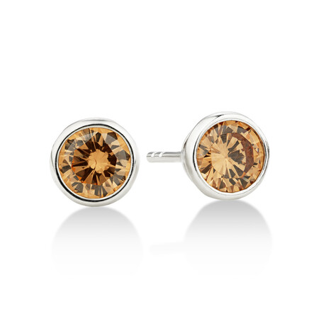 Stud Earrings with Morganite Cubic Zirconia in Sterling Silver Stud Earrings with Morganite Cubic Zirconia in Sterling Silver