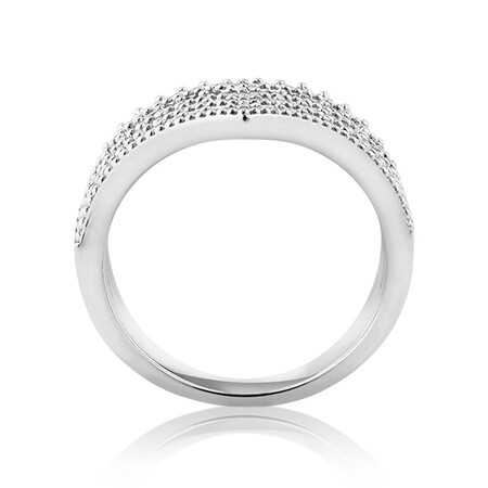 4 Row Chevron Ring with Cubic Zirconia in Sterling Silver 4 Row Chevron Ring with Cubic Zirconia in Sterling Silver