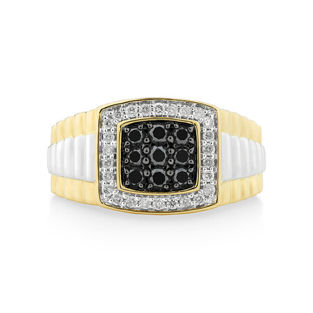 Men's Ring with 3/4 Carat TW of White & Enhanced Black Diamonds in 10kt Yellow & White Gold Men's Ring with 3/4 Carat TW of White & Enhanced Black Diamonds in 10kt Yellow & White Gold