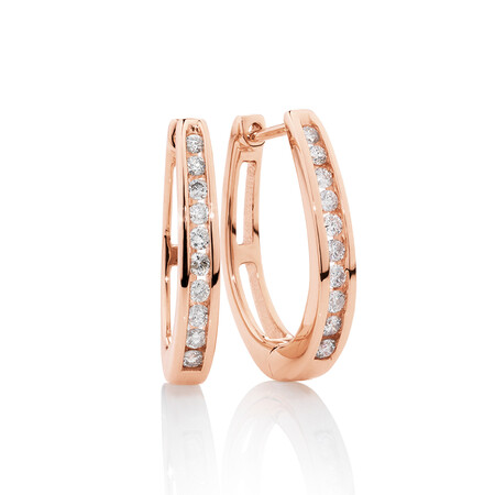 Huggie Earrings with 0.33 Carat TW of Diamonds in 10kt Rose Gold