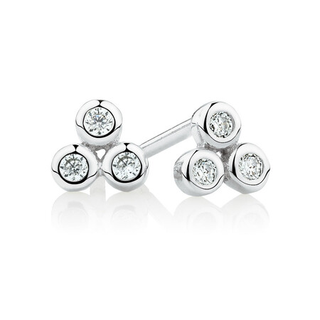 Stud Earrings with Cubic Zirconia in Sterling Silver Stud Earrings with Cubic Zirconia in Sterling Silver