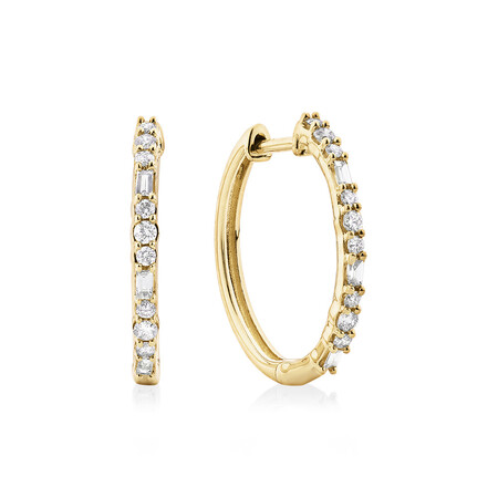 Hoop Earrings with 0.25 Carat TW Of Diamonds in 10ct Yellow Gold Hoop Earrings with 0.25 Carat TW Of Diamonds in 10ct Yellow Gold