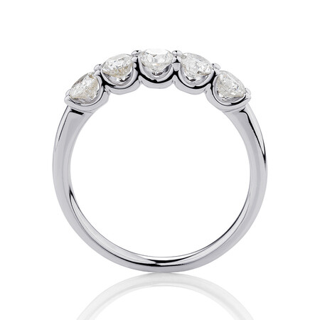 Five Stone Ring with 1 Carat TW of Diamonds in 10ct White Gold Five Stone Ring with 1 Carat TW of Diamonds in 10ct White Gold