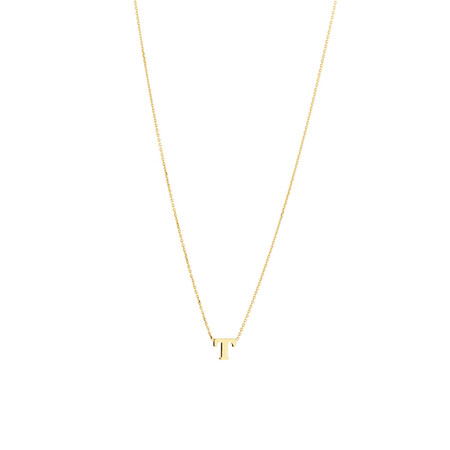 "T" Initial Necklace in 10ct Yellow Gold "T" Initial Necklace in 10ct Yellow Gold