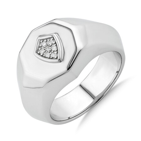 Shield Ring with Diamonds in Sterling Silver Shield Ring with Diamonds in Sterling Silver