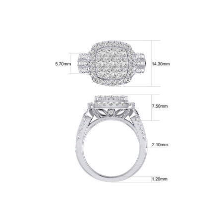 Ring with 2 Carat TW of Diamonds in 10ct White Gold Ring with 2 Carat TW of Diamonds in 10ct White Gold