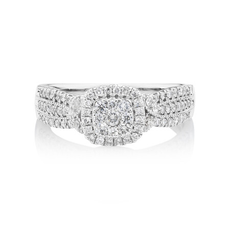 Halo Ring With Diamonds In 10ct White Gold Halo Ring With Diamonds In 10ct White Gold