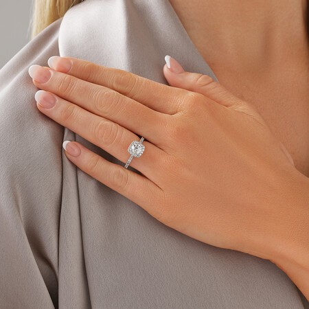 Evermore Halo Engagement Ring with 1.38 Carat TW of Diamonds in 14ct White Gold Evermore Halo Engagement Ring with 1.38 Carat TW of Diamonds in 14ct White Gold