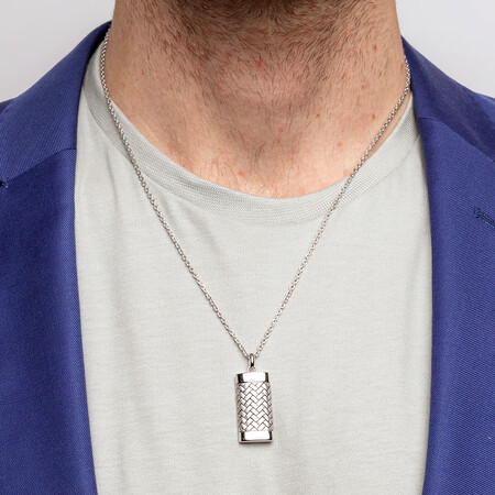 Men's Patterned Pendant In Sterling Silver Men's Patterned Pendant In Sterling Silver