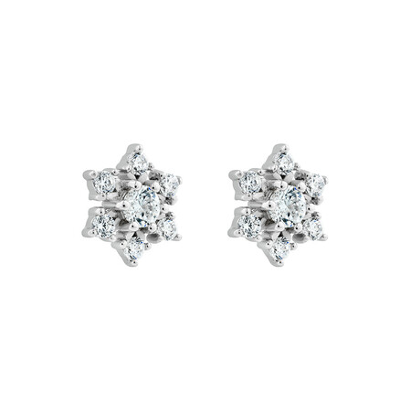 Cubic Zirconia Snowflake Studs in Sterling Silver Cubic Zirconia Snowflake Studs in Sterling Silver