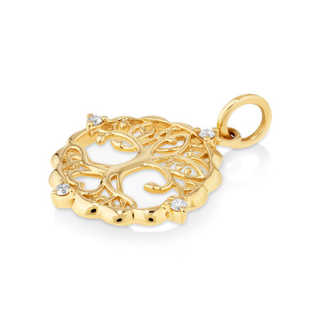 Tree of Life Talisman Pendant with Diamonds in 10ct Yellow Gold Tree of Life Talisman Pendant with Diamonds in 10ct Yellow Gold