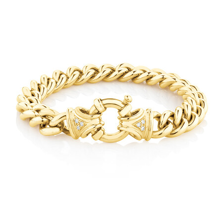 Diamond Set Curb Bracelet in 10ct Yellow Gold Diamond Set Curb Bracelet in 10ct Yellow Gold