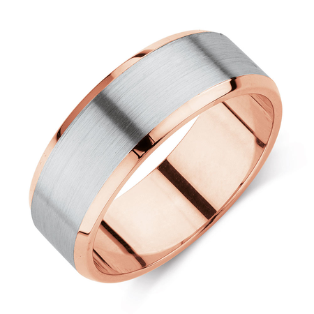 Men's Wedding Band in 10kt Rose & White Gold Men's Wedding Band in 10kt Rose & White Gold