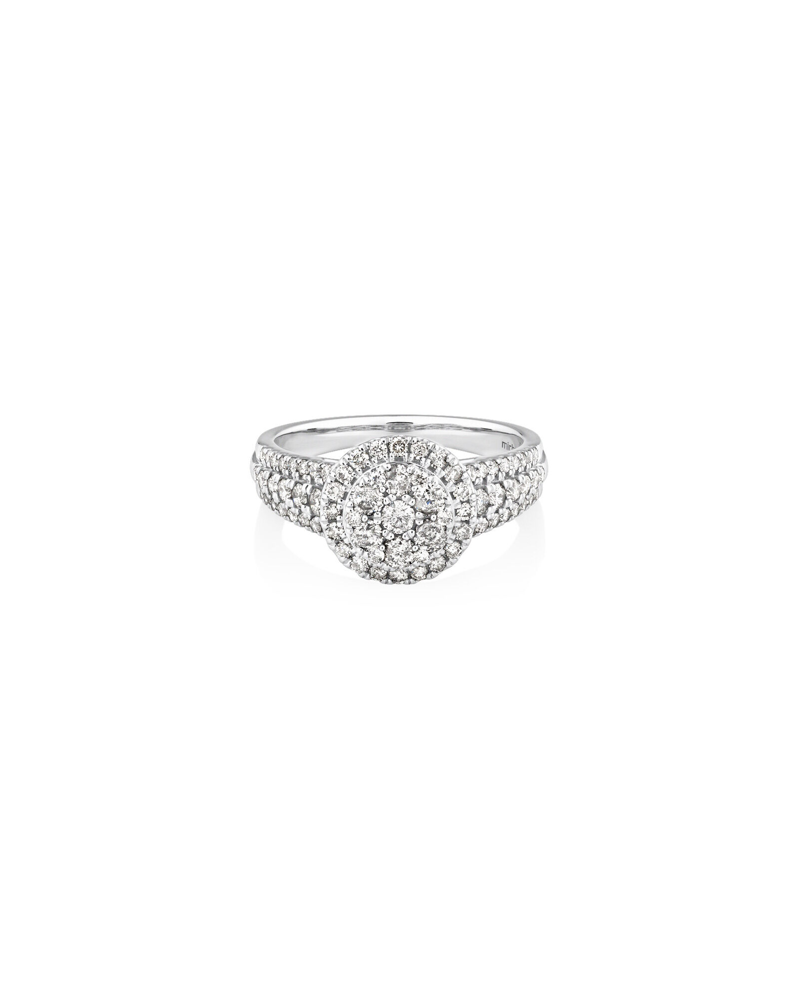 Halo Ring with 1 Carat TW of Diamonds in 10ct White Gold