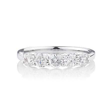 Five Stone Ring with 1 Carat TW of Diamonds in 10ct White Gold Five Stone Ring with 1 Carat TW of Diamonds in 10ct White Gold