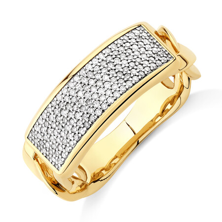 Pave Link Ring with 0.40 Carat TW of Diamonds in 10ct Yellow Gold Pave Link Ring with 0.40 Carat TW of Diamonds in 10ct Yellow Gold