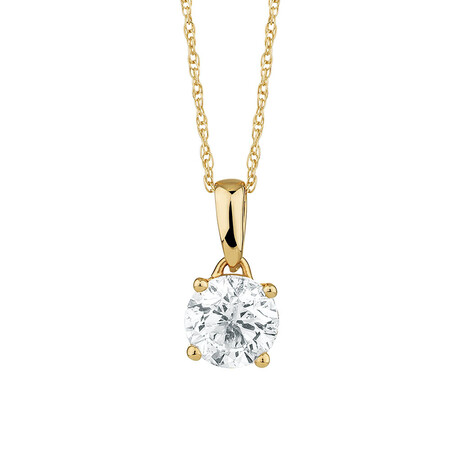Solitaire Pendant with a 1 Carat Diamond in 18ct Yellow Gold