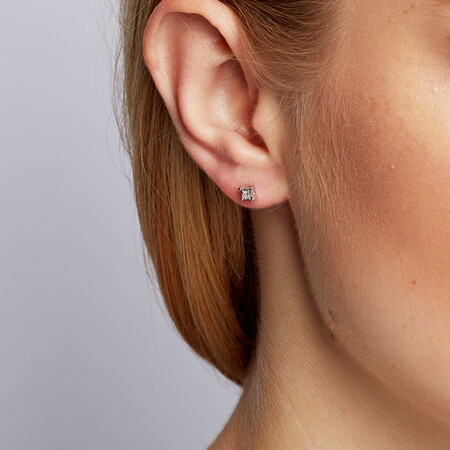 Stud Earrings with Diamonds in Sterling Silver Stud Earrings with Diamonds in Sterling Silver
