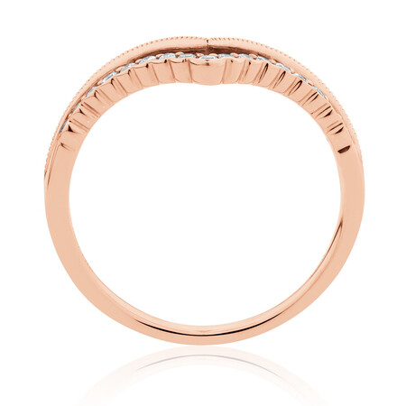 Evermore Chevron Wedding Band with 0.18 Carat TW of Diamonds in 10ct Rose Gold Evermore Chevron Wedding Band with 0.18 Carat TW of Diamonds in 10ct Rose Gold