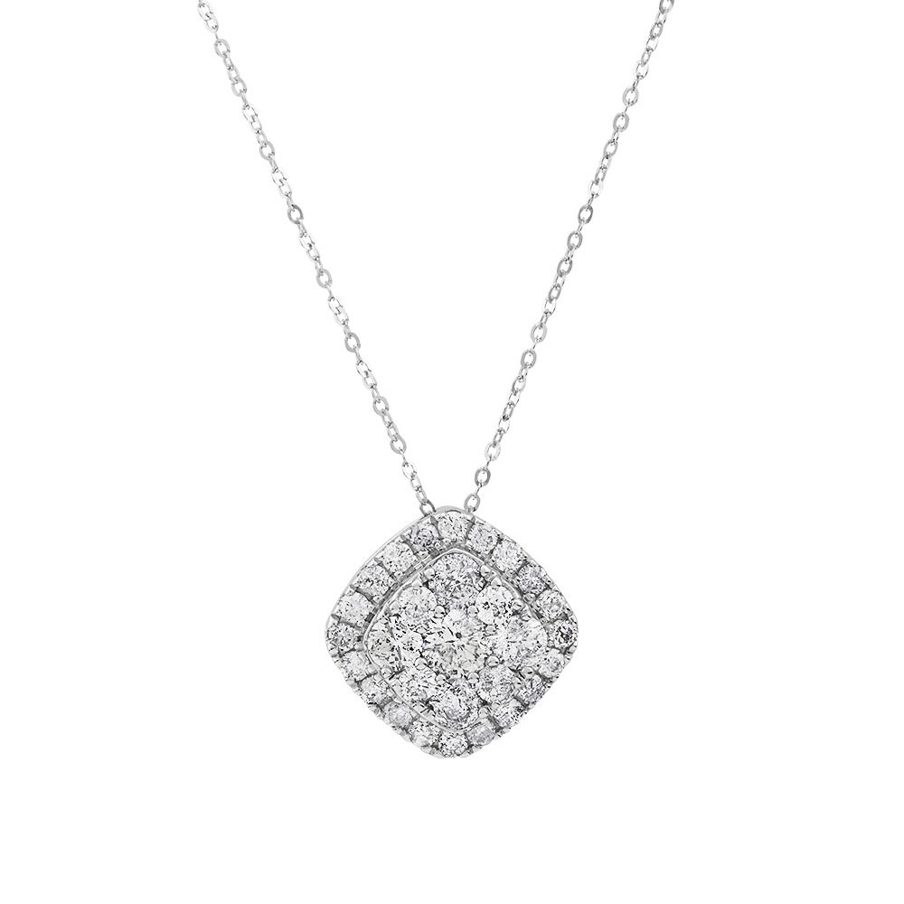 Cluster Pendant with 1 Carat TW of Diamonds in 10ct White Gold
