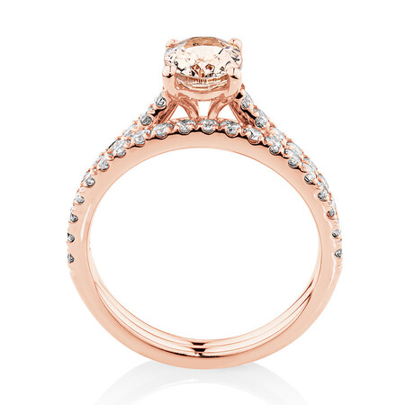 Bridal Set with 0.69 Carat TW of Diamonds & Morganite in 14ct Rose Gold Bridal Set with 0.69 Carat TW of Diamonds & Morganite in 14ct Rose Gold