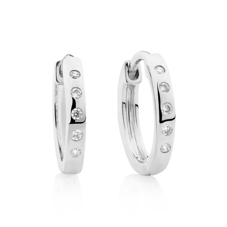 Huggie Earrings with Cubic Zirconia in Sterling Silver Huggie Earrings with Cubic Zirconia in Sterling Silver