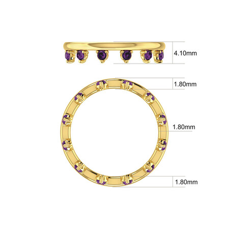 Zipper Ring with Natural Amethyst in 10ct Yellow Gold Zipper Ring with Natural Amethyst in 10ct Yellow Gold