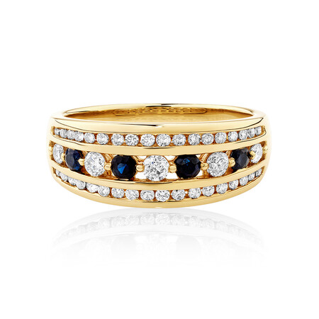 Ring with Sapphire & 0.50 Carat TW of Diamonds in 14kt Yellow Gold Ring with Sapphire & 0.50 Carat TW of Diamonds in 14kt Yellow Gold