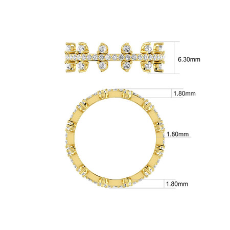 Two Row Zipper Ring with 1 Carat TW of Diamonds in 10ct Yellow Gold Two Row Zipper Ring with 1 Carat TW of Diamonds in 10ct Yellow Gold