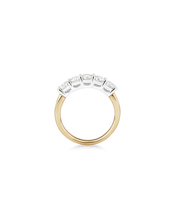 Evermore 5 Stone Wedding Band with 1 Carat TW of Diamonds in 14ct Yellow & White Gold Evermore 5 Stone Wedding Band with 1 Carat TW of Diamonds in 14ct Yellow & White Gold