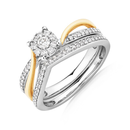 Bridal Set with 0.33 Carat TW of Diamonds in 10ct White & Yellow Gold Bridal Set with 0.33 Carat TW of Diamonds in 10ct White & Yellow Gold