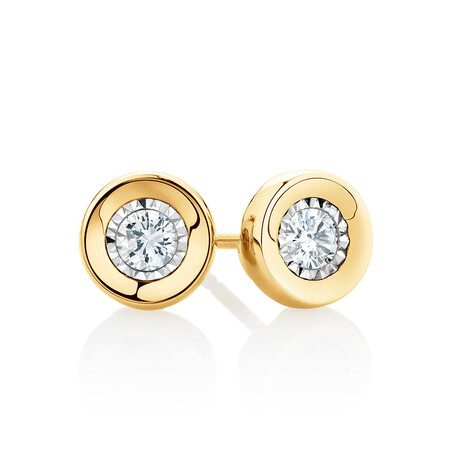 Stud Earrings with 0.15 Carat TW of Diamonds in 10kt Yellow Gold Stud Earrings with 0.15 Carat TW of Diamonds in 10kt Yellow Gold