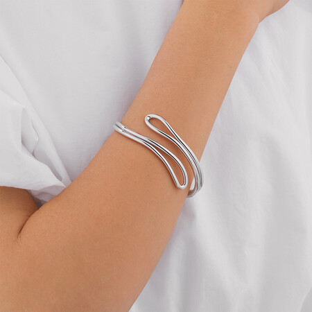 60mm Single Row Loop Bangle In Sterling Silver 60mm Single Row Loop Bangle In Sterling Silver