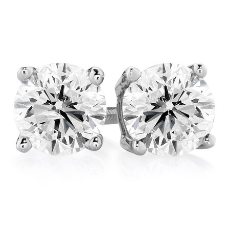 Stud Earrings with 1 Carat TW of Diamonds in 14ct White Gold