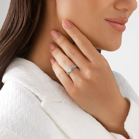 Bridal Set with 0.50 Carat TW of Diamonds & Aquamarine in 14kt White Gold Bridal Set with 0.50 Carat TW of Diamonds & Aquamarine in 14kt White Gold