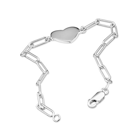 19cm (7.5") Heart Paperclip Bracelet in Sterling Silver 19cm (7.5") Heart Paperclip Bracelet in Sterling Silver