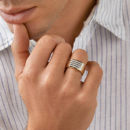 Men's Ring with 1 Carat TW of Diamonds in 10ct Yellow Gold Men's Ring with 1 Carat TW of Diamonds in 10ct Yellow Gold