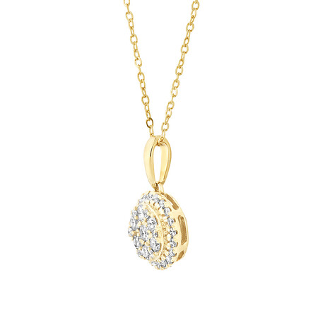 Round Cluster Pendant with Chain with 0.50 Carat TW of Diamonds in 10kt Yellow Gold Round Cluster Pendant with Chain with 0.50 Carat TW of Diamonds in 10kt Yellow Gold