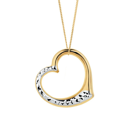 Heart Pendant in 10kt Yellow & White Gold