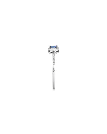 Halo Ring with Tanzanite & 0.15 TW Carat Of Diamonds in 10ct White Gold Halo Ring with Tanzanite & 0.15 TW Carat Of Diamonds in 10ct White Gold