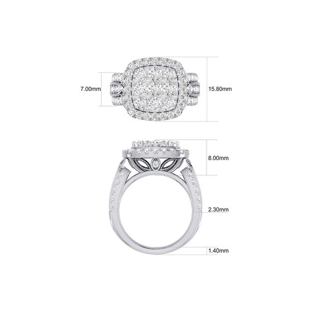 Cluster Halo Ring with 3 Carat TW of Diamonds in 10ct White Gold Cluster Halo Ring with 3 Carat TW of Diamonds in 10ct White Gold