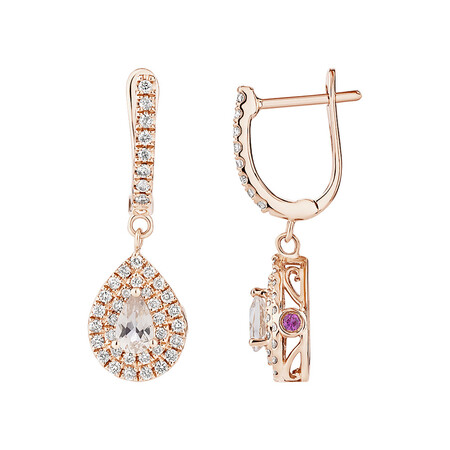 Sir Michael Hill Designer Drop Earrings with Morganite & 0.38 Carat TW of Diamonds in 10kt Rose Gold Sir Michael Hill Designer Drop Earrings with Morganite & 0.38 Carat TW of Diamonds in 10kt Rose Gold