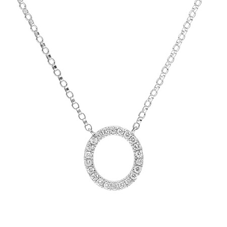 O Initial Necklace with 0.10 Carat TW of Diamonds in 10kt White Gold O Initial Necklace with 0.10 Carat TW of Diamonds in 10kt White Gold